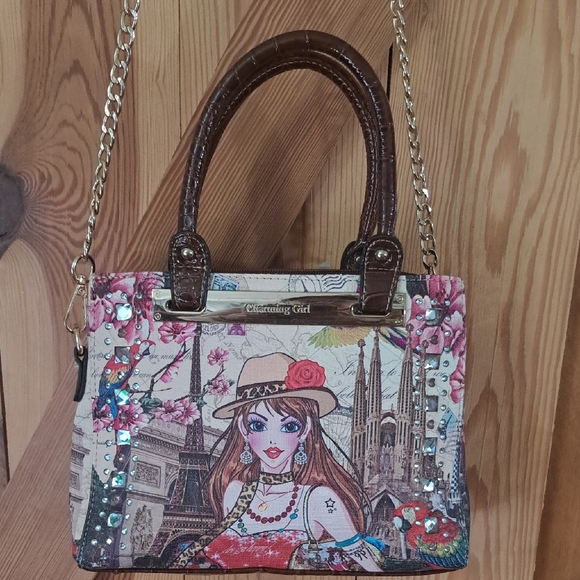 Charming Girl Handbags - Charming Girl Multicolor Satchel Handbag Jeweled